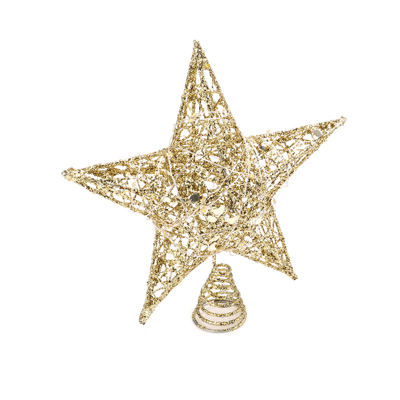Lifeideas Decorative Star Sequin Christmas Tree Topper with LED Lights