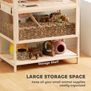 PawHut Wooden 3 Tier Hamster Cage With Storage Shelf For Dwarf, Gerbil