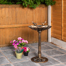 81cm Bronze Effect Garden Patio Bird Bath with Bird Sculptures