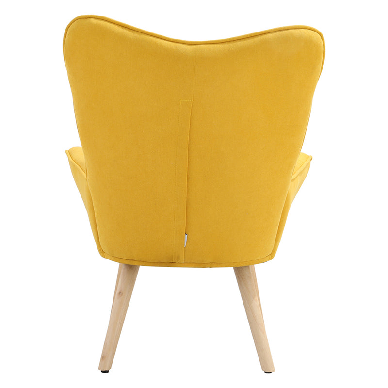 Livingandhome Yellow Linen Accent Armchair with Tufted Back