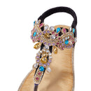 Bohemian Rhinestone Beach Sandals - Black