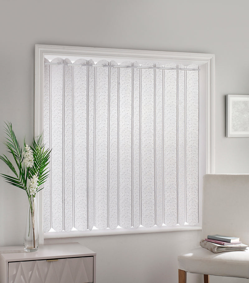 White Plain Textured Voile Louvre Vertical Pleated Window Blind Panel