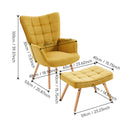 Livingandhome Yellow Linen Armchair with Matching Footstool