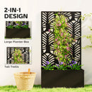 Outsunny Metal Raised Garden Bed with Trellis, Outdoor Elevated Planter Box
