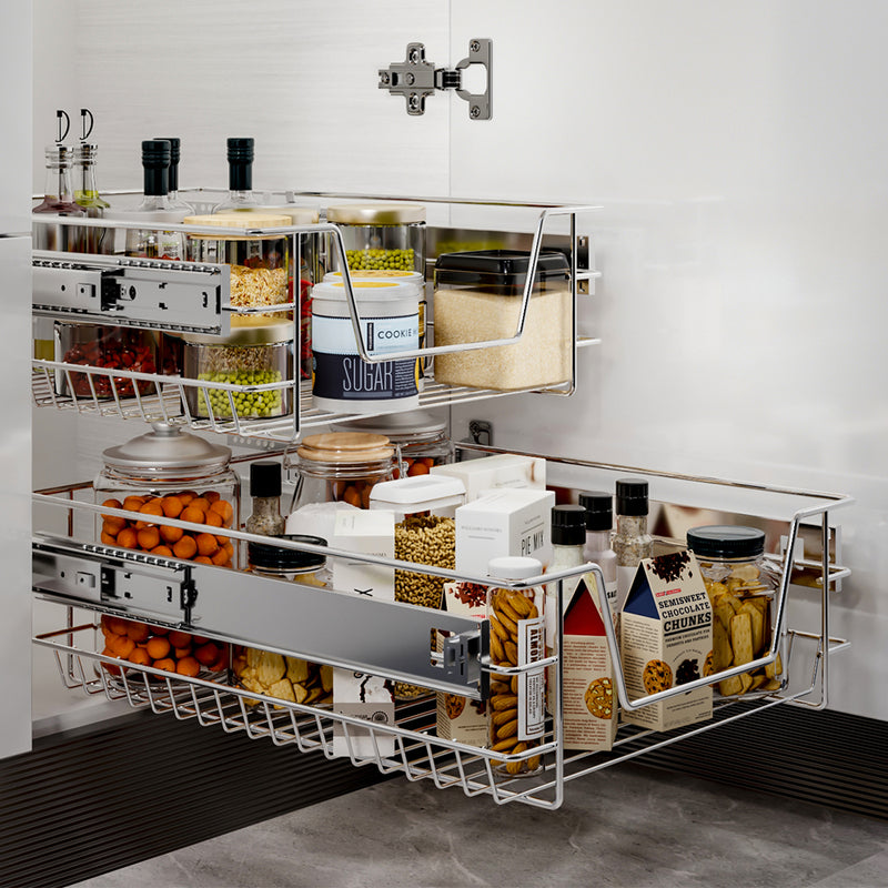 Lifeideas Pair of Pull-Out Wire Baskets for Kitchen Cabinets