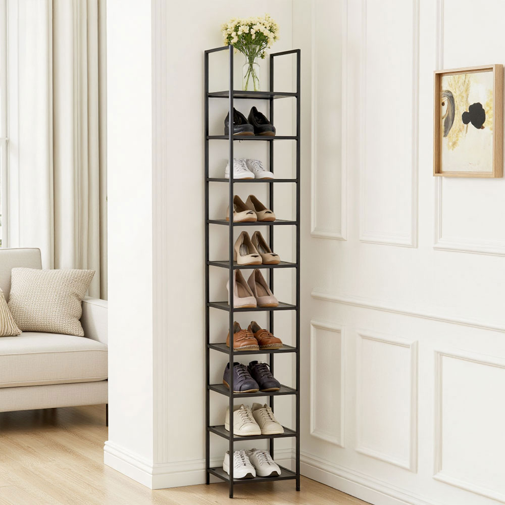 Lifeideas Black 10-Tier Freestanding Shoe Storage Rack