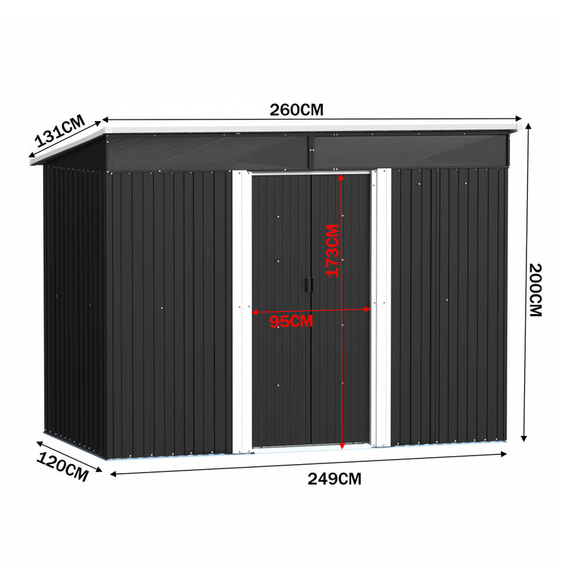 Breeins Sliding Door Metal Storage Shed with Windows