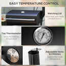 Outsunny Charcoal Barbecue BBQ Grill Trolley W/ Shelves, Lid And Thermometer