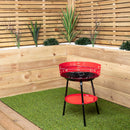 35cm (14") Round Metal Garden Barbecue with Windshield & Shelf