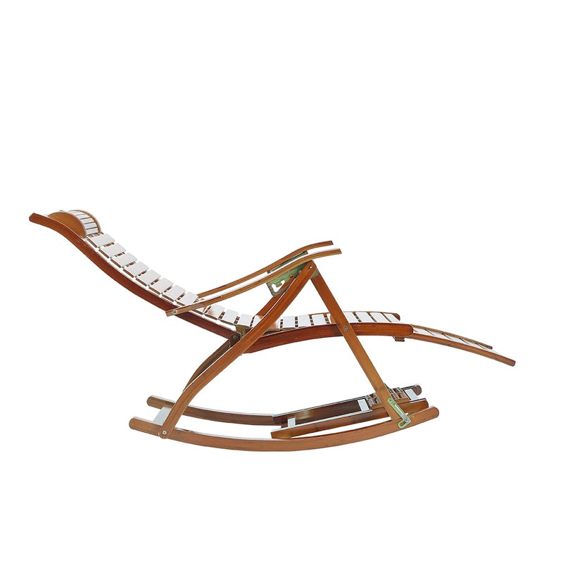 Livingandhome Bamboo Rocking Chair Foldable Recliner