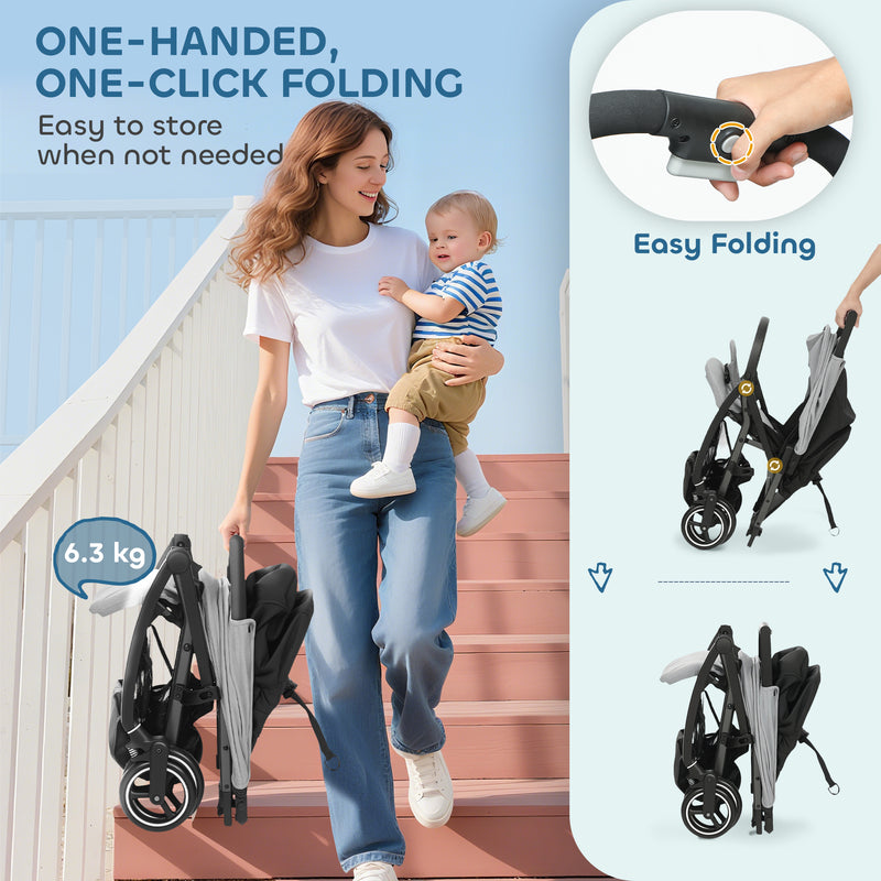 AIYAPLAY Travel Stroller with Easy Folding, Lightweight Pushchair