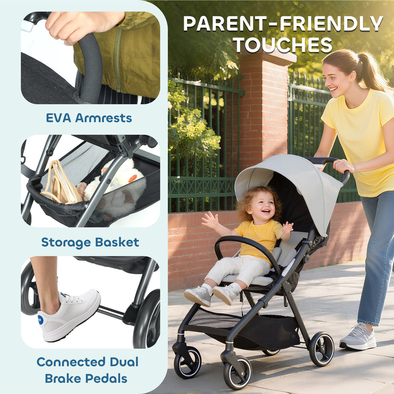 AIYAPLAY Travel Stroller with Easy Folding, Lightweight Pushchair