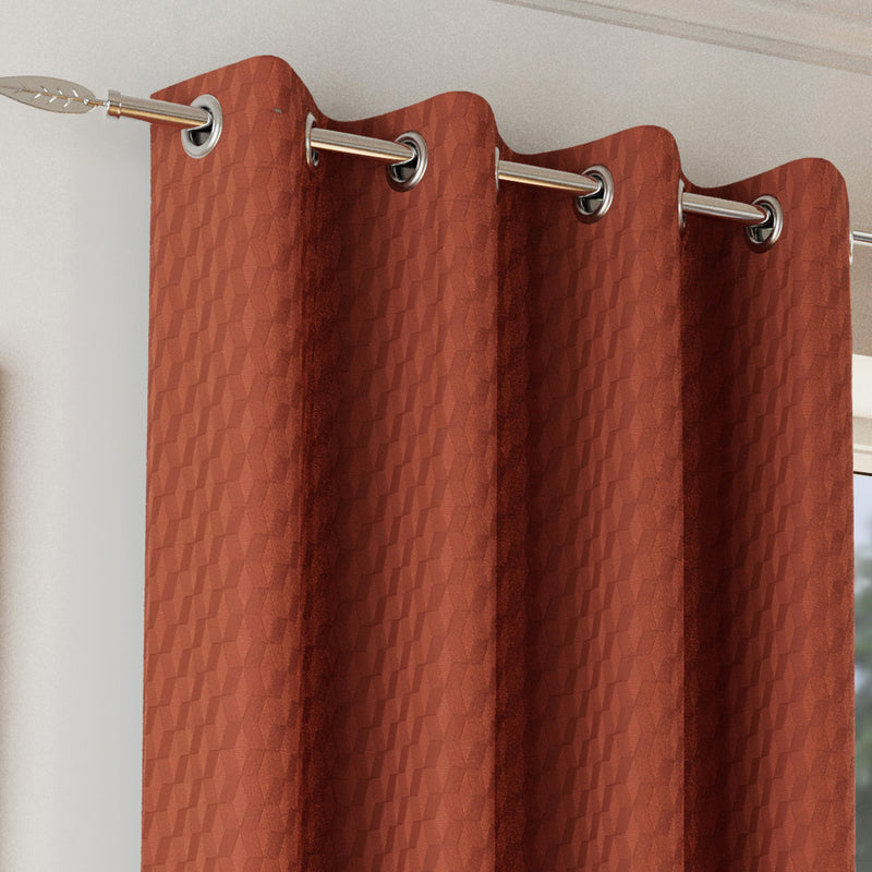 Enhanced Living Tokyo Orange Eyelet Thermal Noise Reducing Dim Out Curtains - Pair