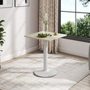Livingandhome White Square Cafe Table with Metal Base