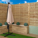 Samuel Alexander 3m Solar Powered Cantilever Lit Banana Garden Parasol With Crank Handle & White LED Lights In Beige