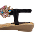 Bohemian Rhinestone Beach Sandals - Black