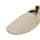 Pair Of Fashion Studded Slip-on Loafers - Beige