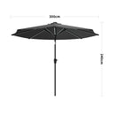 Garden Sanctuary Large Solar Powered LED Patio Umbrella for Outdoor Garden Patio without Base