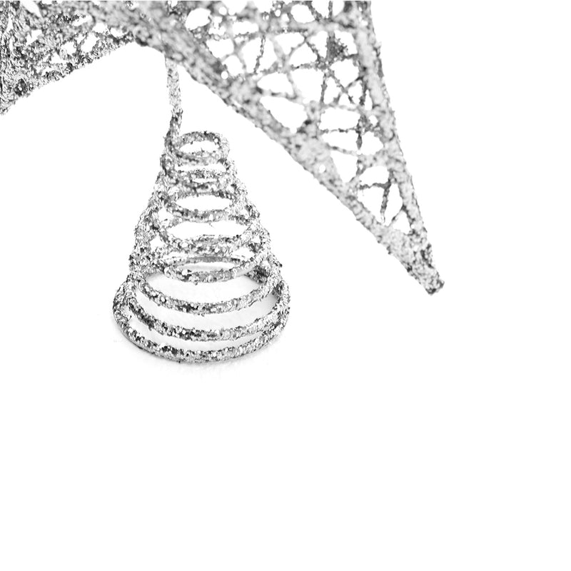 Livingandhome Decorative Star Sequins Christmas Tree Topper with LED Lights