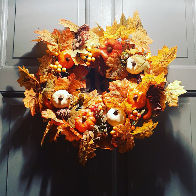Rustic Fall Maple Leaf Pine Cone Wreath