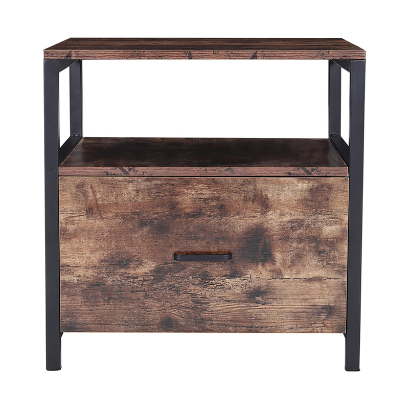 Livingandhome Industrial 1 Drawer Bedside Table Bedroom