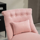 HOMCOM Fabric Single Sofa Upholstered With Pillow Wood Leg Pink