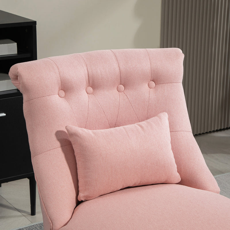 HOMCOM Fabric Single Sofa Upholstered with Pillow Wood Leg Pink