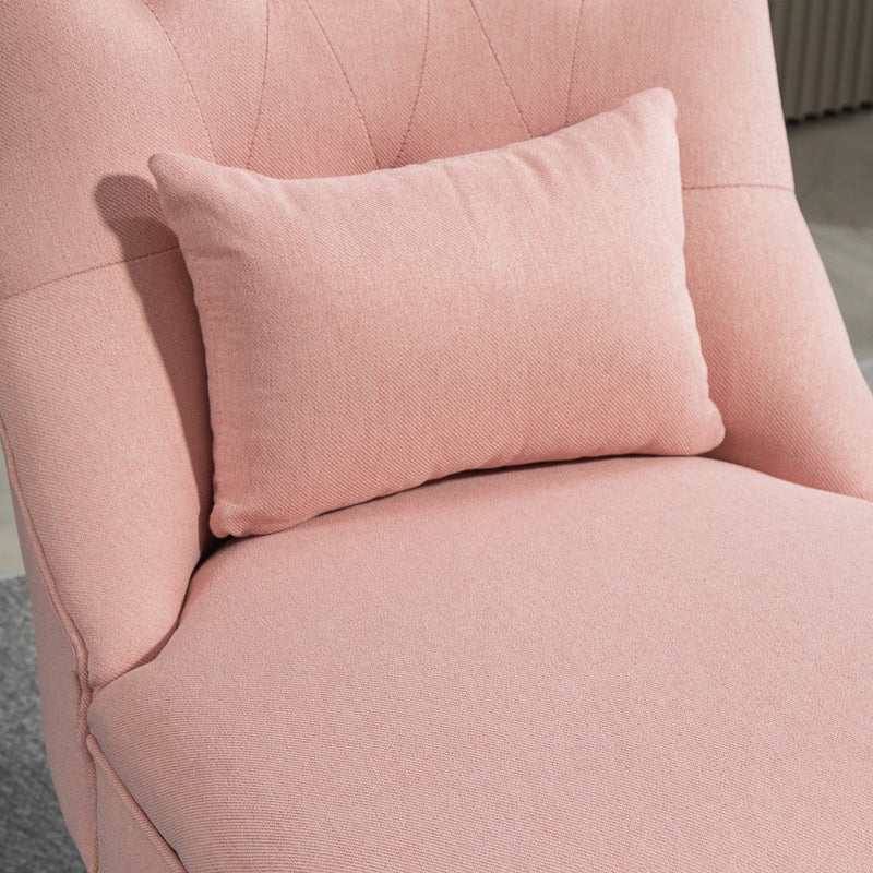 HOMCOM Fabric Single Sofa Upholstered with Pillow Wood Leg Pink