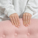 HOMCOM Fabric Single Sofa Upholstered With Pillow Wood Leg Pink