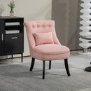 HOMCOM Fabric Single Sofa Upholstered With Pillow Wood Leg Pink