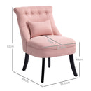 HOMCOM Fabric Single Sofa Upholstered With Pillow Wood Leg Pink