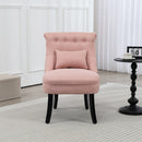 HOMCOM Fabric Single Sofa Upholstered With Pillow Wood Leg Pink