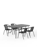 Breeins Outdoor Tempered Glass Garden Table With 4 Rattan Chairs
