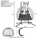 Samuel Alexander 2 Seater Hanging Garden Rattan Egg Chair With Steel Frame And Waterproof Cover In Grey