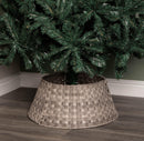 40/58cm Samuel Alexander Medium KD Plastic Wicker Rattan Woven Christmas Tree Skirt in Grey