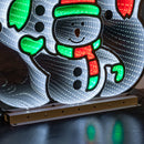 65cm Infinity Standing Snowmen Family on Metal Base with White, Red & Green LEDs