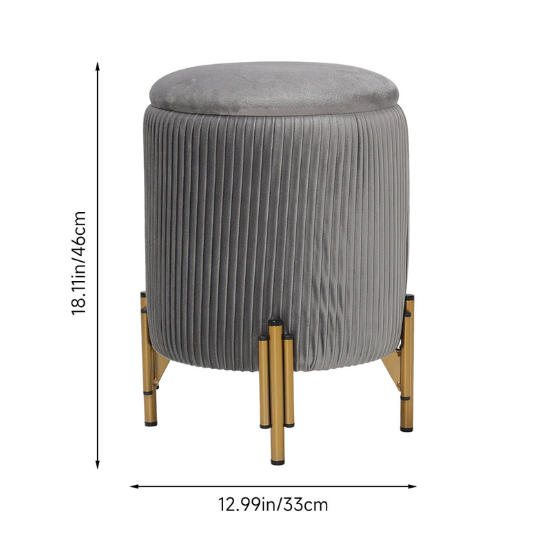 Livingandhome Modern Pleated Storage Ottoman with Metal Base