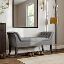 Livingandhome Grey Velvet Upholstered Bedroom Bench