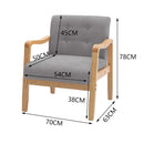 Livingandhome Grey Fabric Armchair with Rubberwood Legs