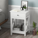 Livingandhome Stylish Bedside Table with X-Shaped Wooden Frame