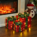 Lifeideas Set of 3 Light-Up Square Christmas Gift Boxes Glitter Presents Decoration