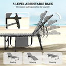 Outsunny Folding Sun Loungers With 5-Level Back, Cup Holder, Grey