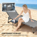 Outsunny Folding Sun Loungers With 5-Level Back, Cup Holder, Grey