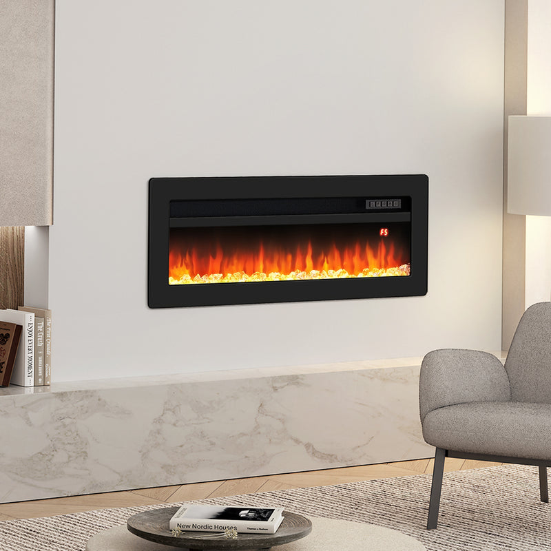 Electric Fireplace With Adjustable Flames, Wall Mounted Or Freestanding