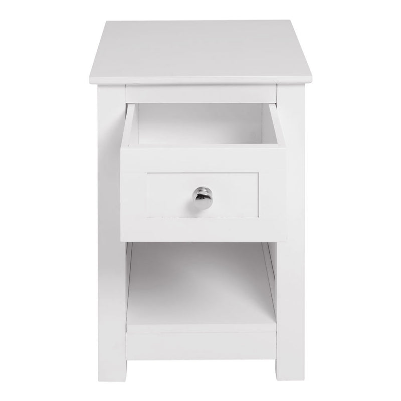 Livingandhome Modern White Side Table with Storage