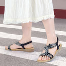 T-Strap Flat Summer Sandals - Black