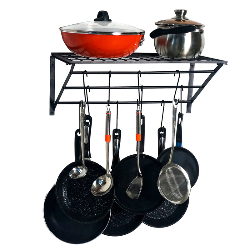 Lifeideas Kitchen Wall Mounted Metal Pot Rack with Hangers