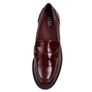 Casual Closed Toe Slip-on Penny Loafers with Low Heel - Burgundy