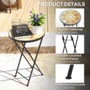 Outsunny Mosaic Garden Table, 35.5cm Folding Coffee Table, Yellow