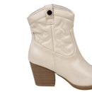 Embroidered Pointed Toe Cowboy Ankle Boots with Block Heel